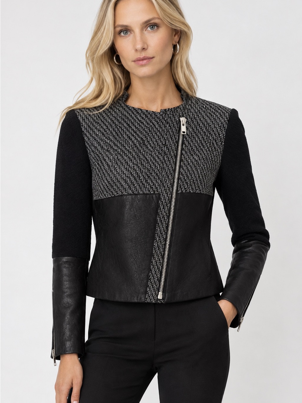 NICHOLAS Wool and Faux Leather Jacket